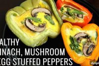 Healthy Spinach, Mushroom & Egg Stuffed Peppers