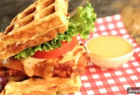 Ultimate Buttermilk Fried Chicken and Bacon Cheddar Waffle Sandwich