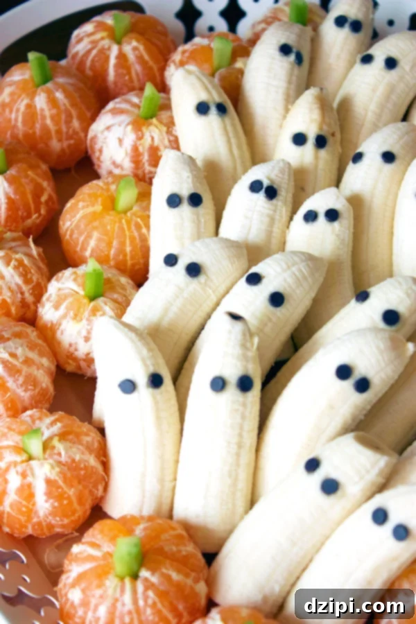 Bewitching Bites 23 Healthy Pumpkin Tangerines & Banana Ghosts - Halloween Party Appetizers