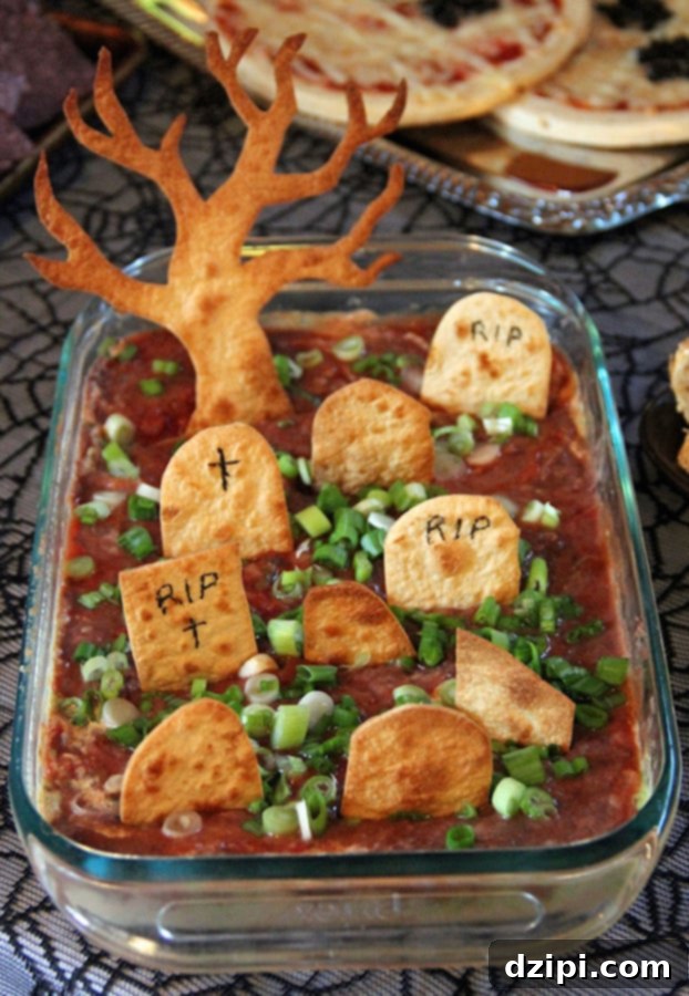 Bewitching Bites 5 Spooky Graveyard Taco Dip - Best Halloween Party Appetizers
