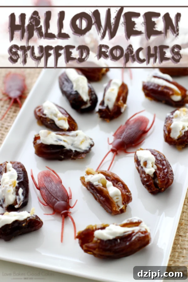 Bewitching Bites 6 Halloween Stuffed Dates Appetizer resembling Roaches