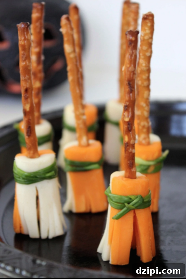 Bewitching Bites 9 Easy Halloween Party Appetizers - Witch Broomstick Snacks