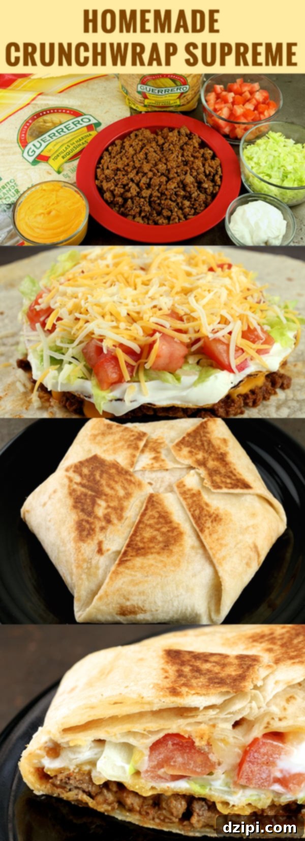 Homemade Crunchwrap Supreme Recipe - Perfectly folded and grilled for the ultimate crunch.