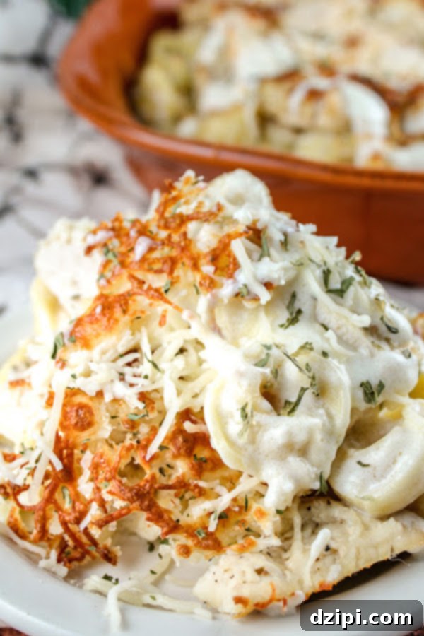 Clone Your Favorite Restaurant Meals At Home 20 Close-up of single serving of a tortellini pasta bake covered in cheese