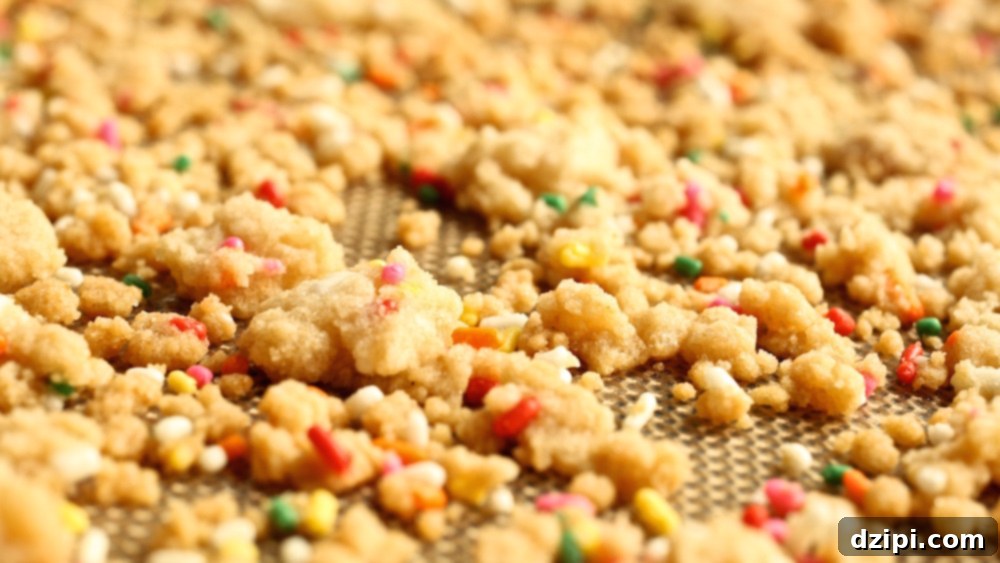 Close-up of Momofuku Milk Bar Birthday Crumbs, golden and textured, ready to elevate any dessert with their unique flavor and crunch.