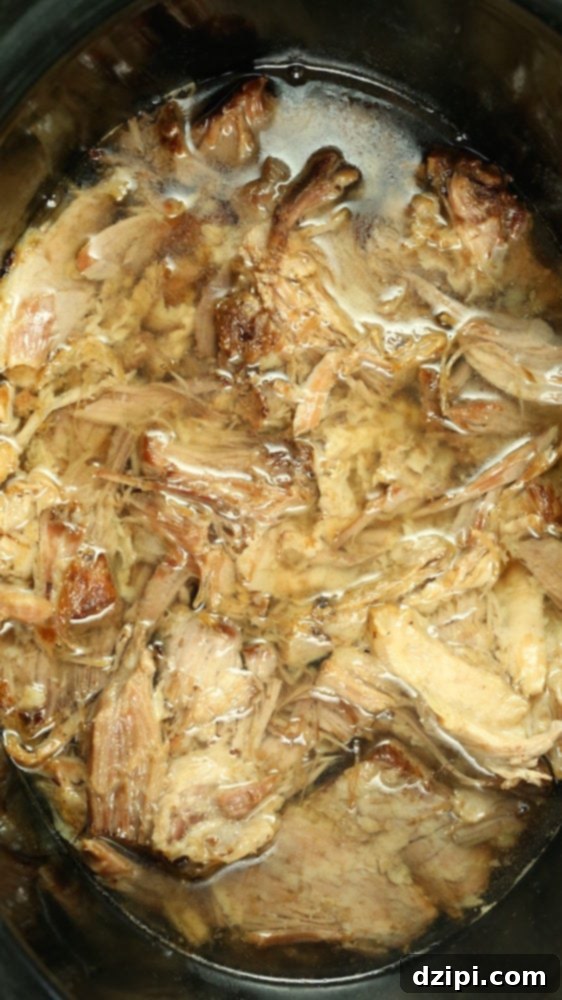 Cooked Kalua pork in the crock pot