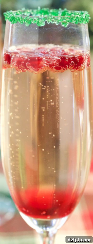 Christmas Cocktail Recipe - Red & Green Christmas Champagne Cocktail Recipe, perfect for holiday entertaining.