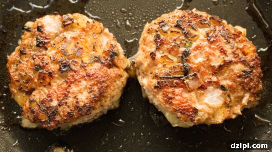 Homemade Apple & Onion Pork Sausage on a skillet