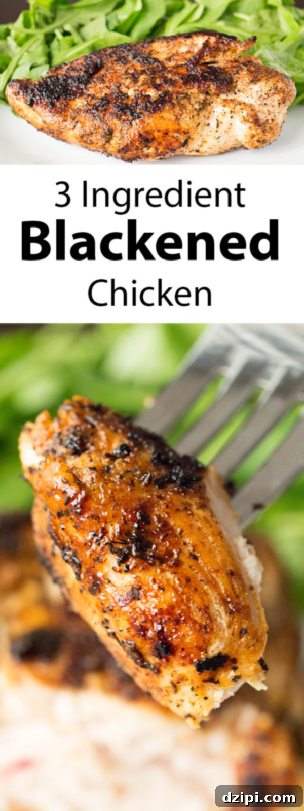 One of our favorite weeknight meals: easy, three ingredient blackened chicken.