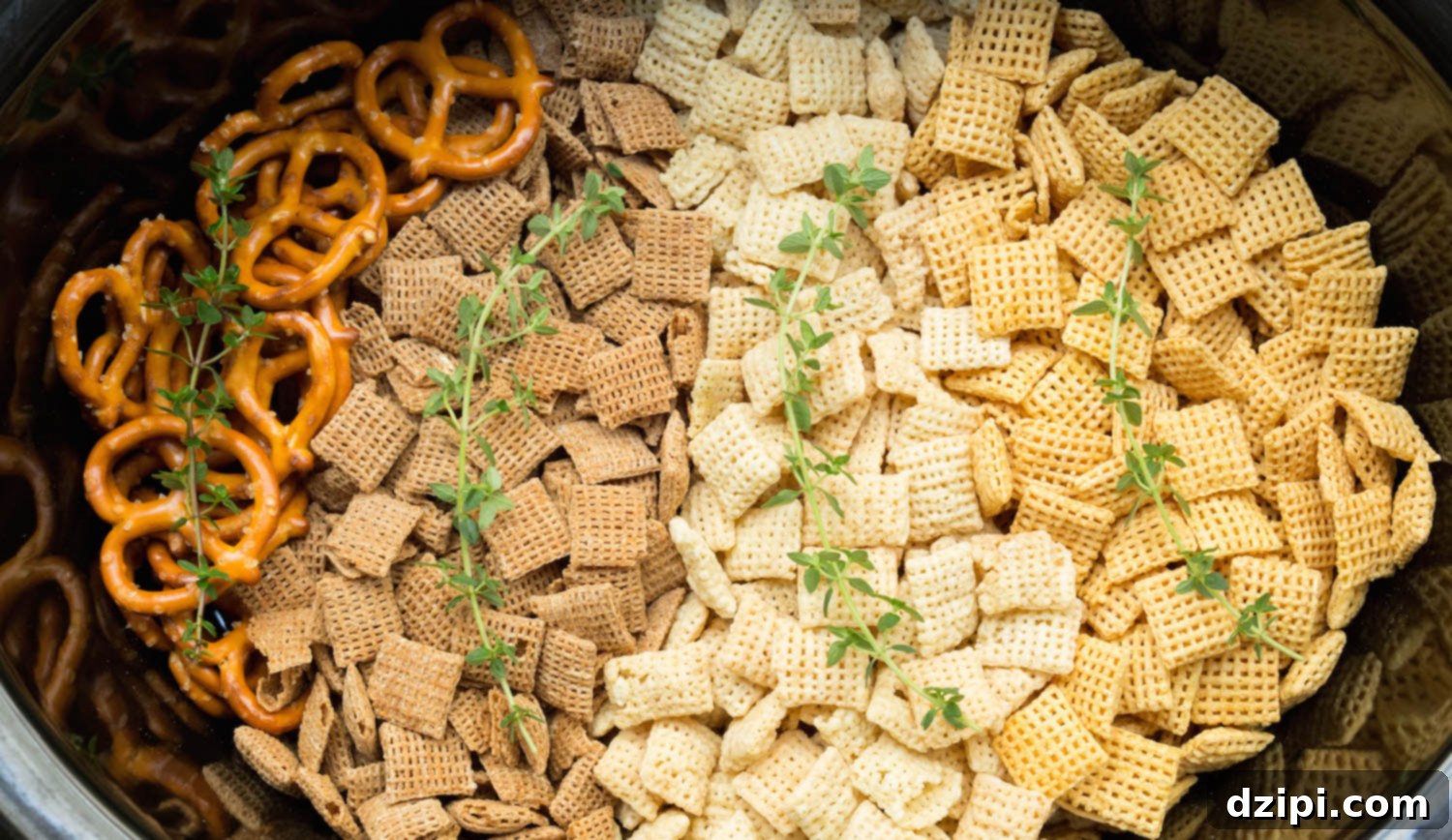 Irresistible Slow Cooker Duck Fat Snack Mix 6 Crock Pot Chex Mix made with duck fat, sriracha peanuts, and candied bacon.