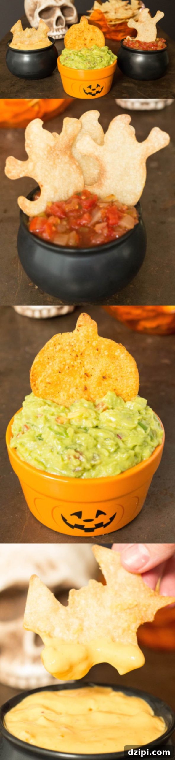 Spooktacular Tortilla Chip Trio 11 An easy-to-follow, step-by-step Halloween Tortilla Chips recipe guide, demonstrating how to use cookie cutters to create fun and festive shapes, perfect for a quick and enjoyable snack for any occasion.