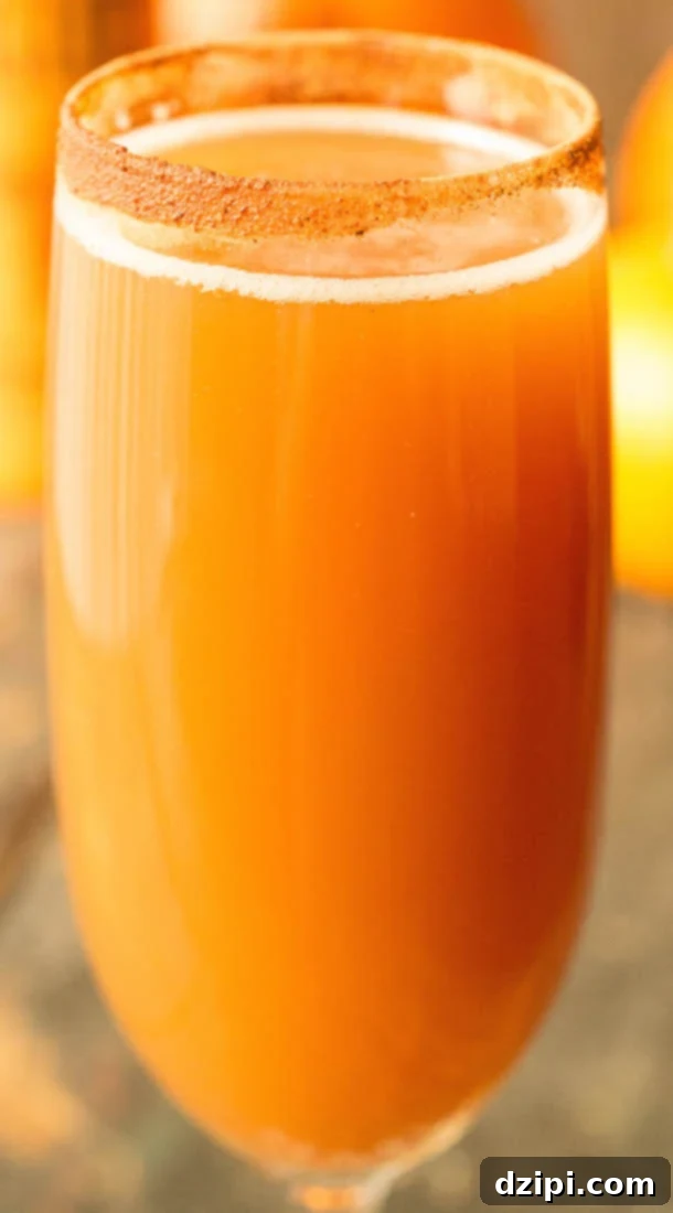 Orange Pumpkin Ale Beermosa with a pumpkin spice rim.
