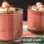 Crimson Velvet Cocoa 5 Red Velvet Hot Chocolate recipe with Cream Cheese Whipped Cream and real Red Velvet cake