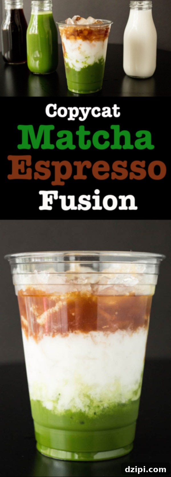 How to make a Copycat Starbucks Matcha Espresso Fusion layered drink