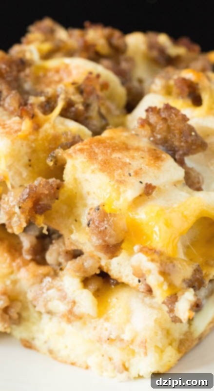 Close up of Sausage Egg McMuffin Casserole