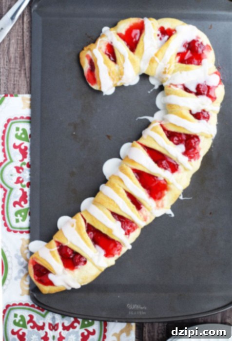 Adorable Candy Cane Breakfast Pastry for Christmas