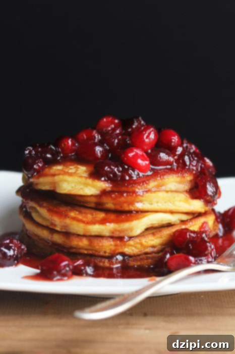 Eggnog Pancakes with Maple Cranberry Syrup - Gourmet Christmas Breakfast