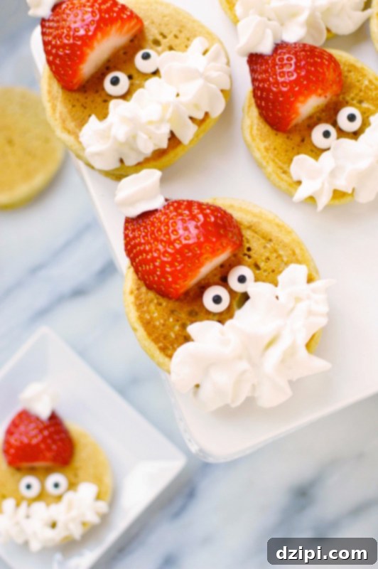 Cute Bite-Size Santa Pancakes for Kids Christmas Breakfast