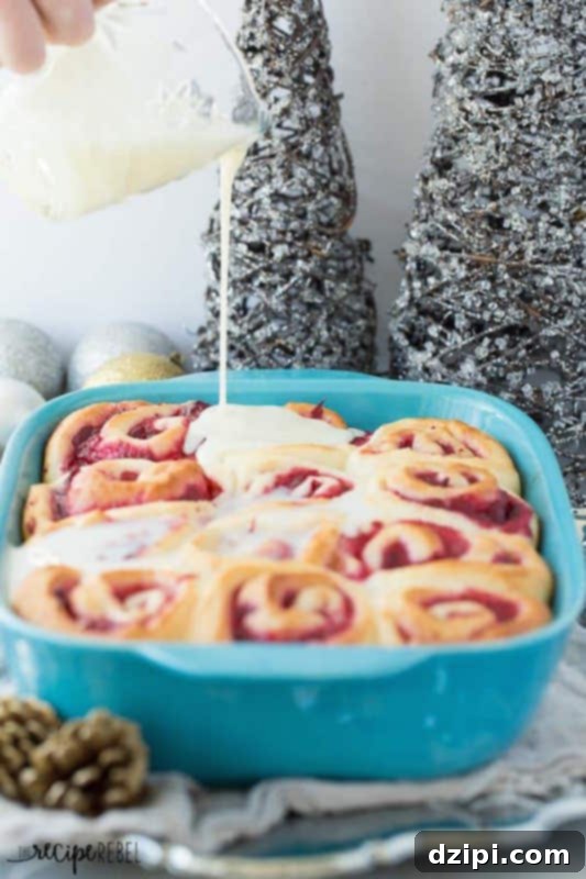 Elegant White Chocolate Cranberry Sweet Rolls for Christmas