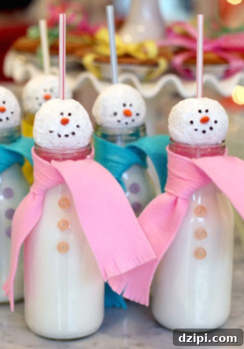 Fun Snowman Milk Glasses for Kids on Christmas Morning