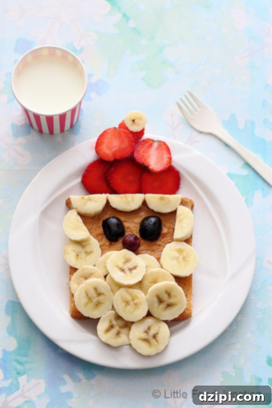 Adorable Santa Toast for Christmas Breakfast