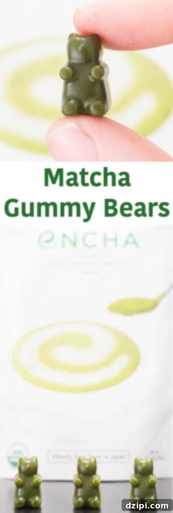 Matcha Gummy Bears Recipe - Homemade Gummy Bears - A vertical shot of numerous perfectly formed matcha gummy bears, showcasing their vibrant green color and appealing chewiness, highlighting the success of this homemade gummy recipe.