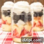 Mini July 4th Angel Food Cake Trifles in Mason Jars