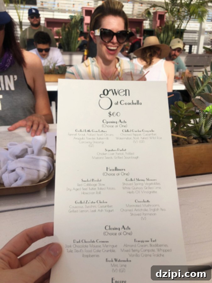 Coachella Eats and Sips 5 Coachella VIP Food - Gwen Menu: A Glimpse into Fine Dining