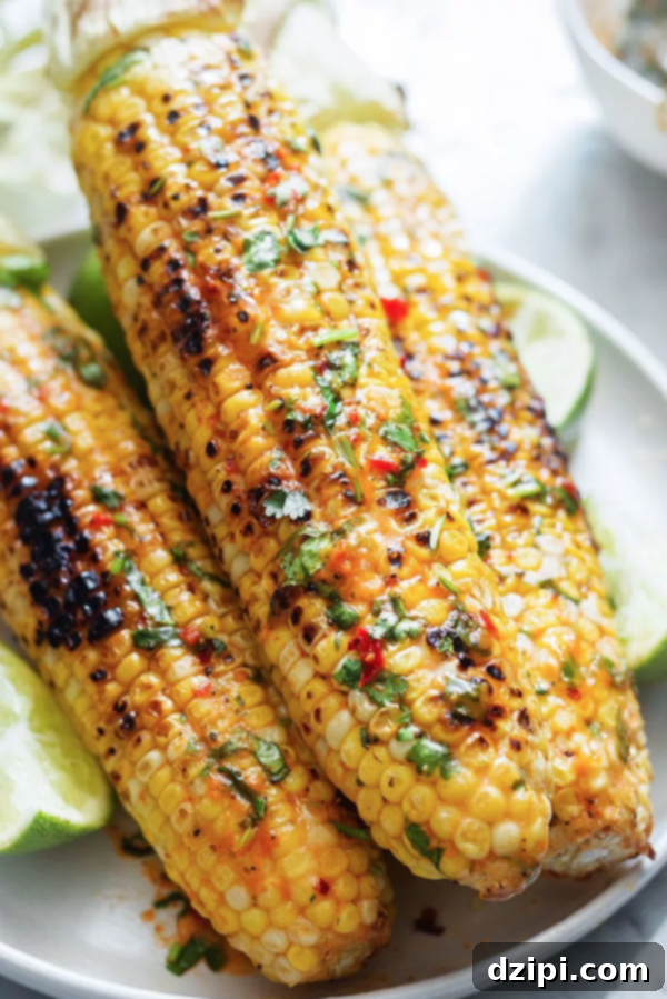Sun-Kissed Grill Feasts 26 Grilled Chili Lime Corn on the Cob - Zesty and spicy grilled corn