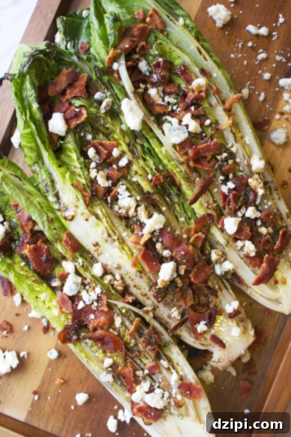 Sun-Kissed Grill Feasts 27 Grilled Romaine Salad with Bacon & Blue Cheese - Smoky and refreshing salad with a kick