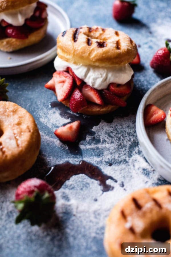 Sun-Kissed Grill Feasts 38 Strawberry Shortcake Grilled Doughnuts - A decadent and unique grilled dessert