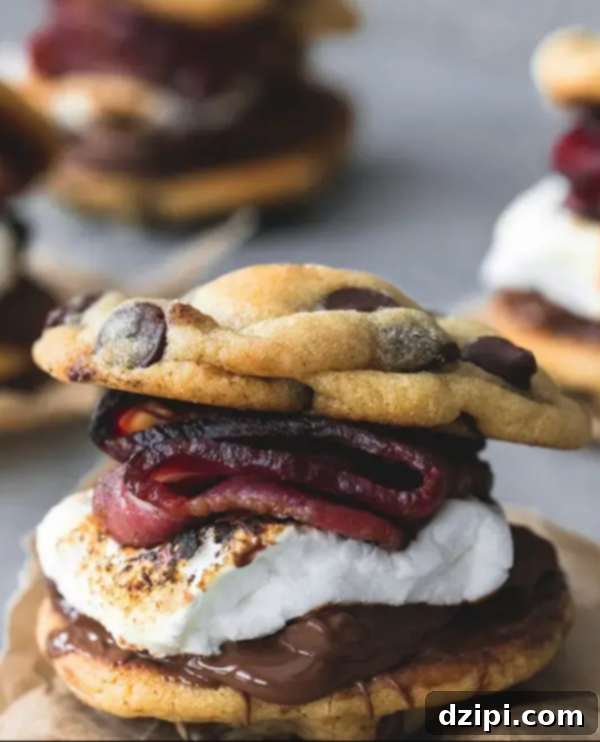 Sun-Kissed Grill Feasts 41 Grilled Chocolate Chip Cookie Bacon S'mores - An adventurous and indulgent grilled dessert